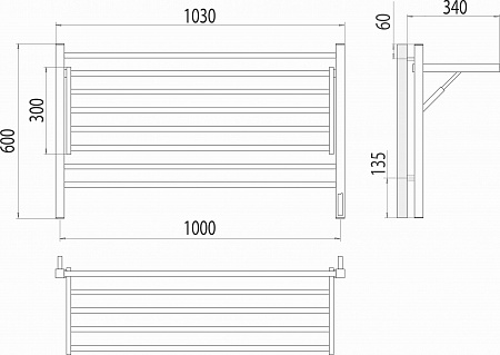 Горизонт П8 1000х600 электро КС ЧЕРНЫЙ МУАР (sensor quick touch) Полотенцесушитель TERMINUS Туймазы - фото 5