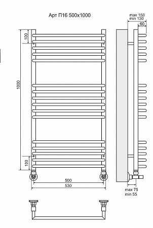 Арт П16 500х1000 Полотенцесушитель TERMINUS Туймазы - фото 3 Арт П16 500х1000 Полотенцесушитель TERMINUS Туймазы - фото 3